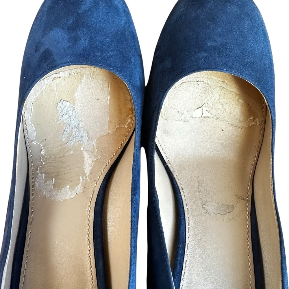 Tory Burch Elizabeth 85mm Round Toe Block Heel Pumps Blue Suede Size 10.5​ - Picture 7 of 13